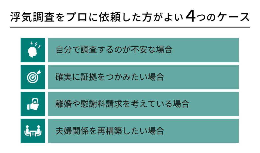 浮気調査をプロに依頼したほうがよい４つのケース
