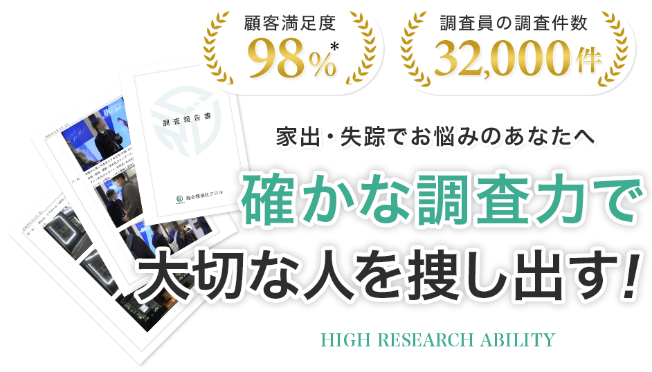 確かな調査力で大切な人を捜し出す！